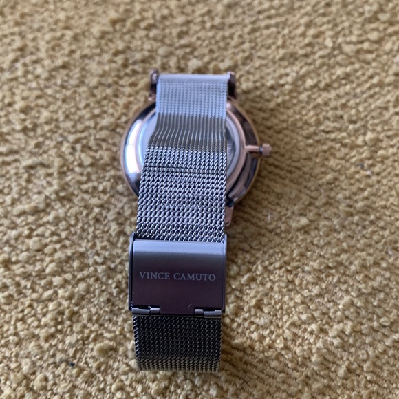 Vince Camuto Crystal Accented Rose Gold bezel & Silver-Tone Mesh Bracelet Watch - Picture 7 of 11
